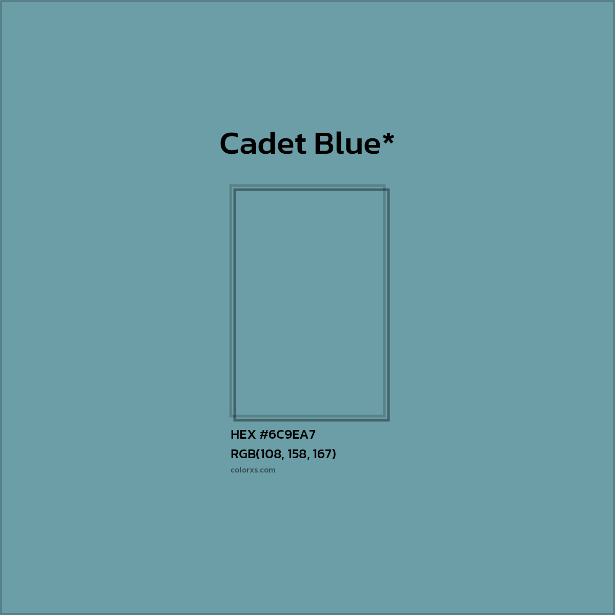 #6C9EA7 hex color. RGB, RYB, CMYK, HSL, HSV codes and color conversions. Matching color names, palettes, paints.