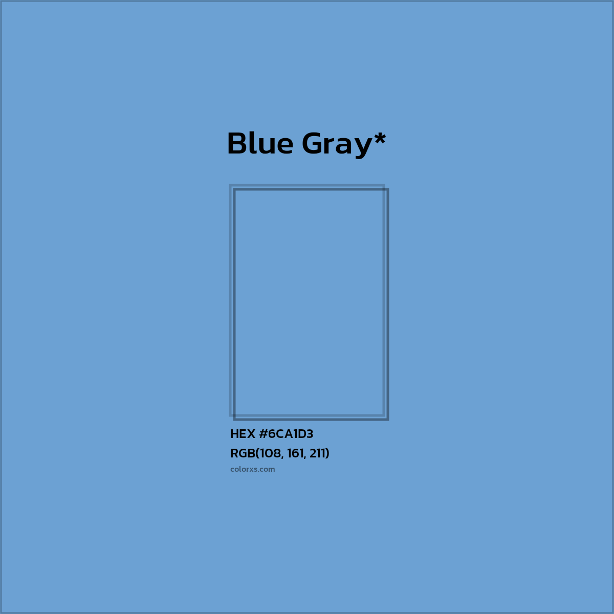 #6CA1D3 hex color. RGB, RYB, CMYK, HSL, HSV codes and color conversions. Matching color names, palettes, paints.