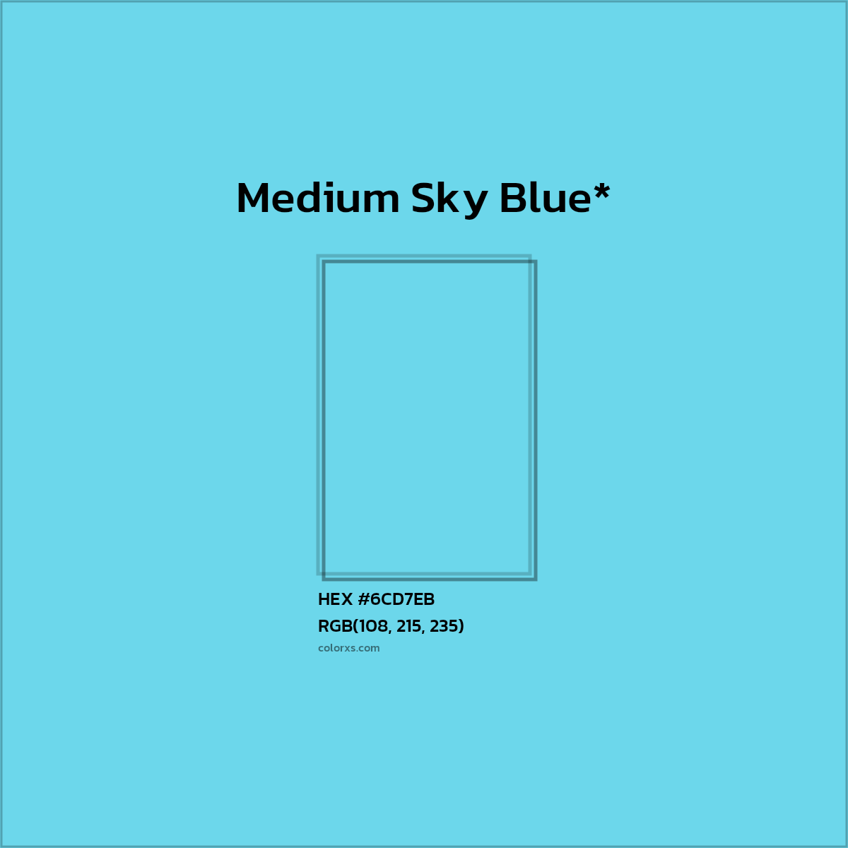 #6CD7EB hex color. RGB, RYB, CMYK, HSL, HSV codes and color conversions. Matching color names, palettes, paints.