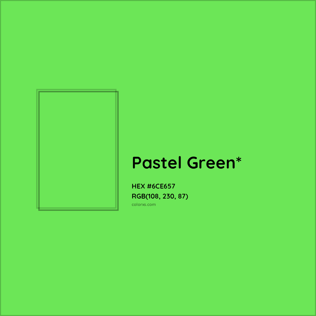 #6CE657 hex color. RGB, RYB, CMYK, HSL, HSV codes and color conversions. Matching color names, palettes, paints.