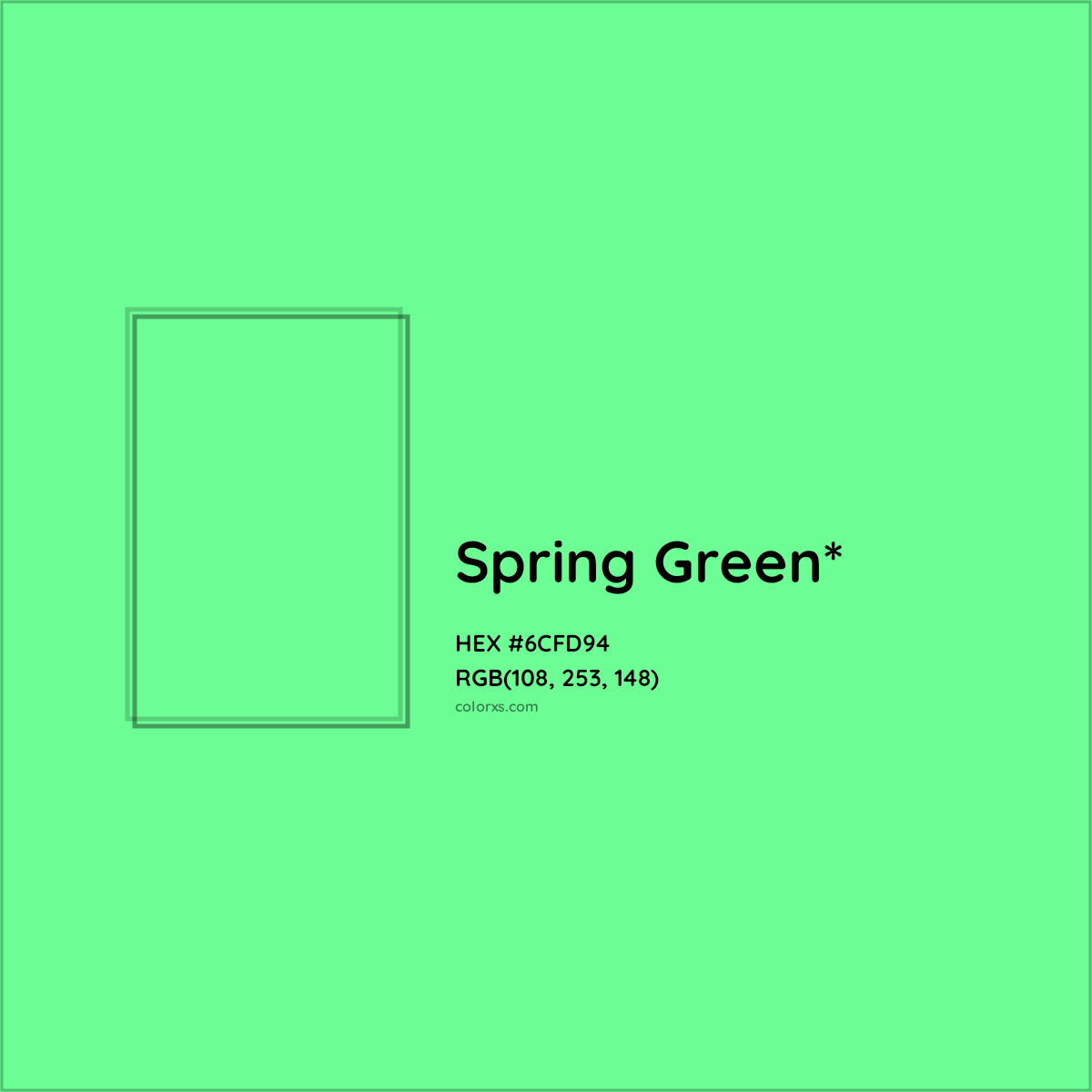 #6CFD94 hex color. RGB, RYB, CMYK, HSL, HSV codes and color conversions. Matching color names, palettes, paints.