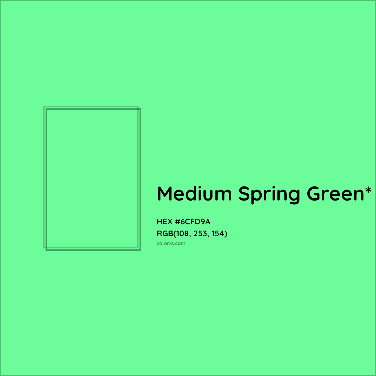 #6CFD9A hex color. RGB, RYB, CMYK, HSL, HSV codes and color conversions. Matching color names, palettes, paints.