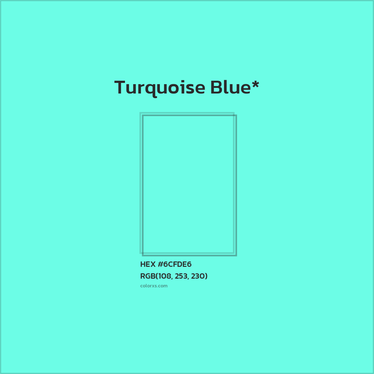 #6CFDE6 hex color. RGB, RYB, CMYK, HSL, HSV codes and color conversions. Matching color names, palettes, paints.