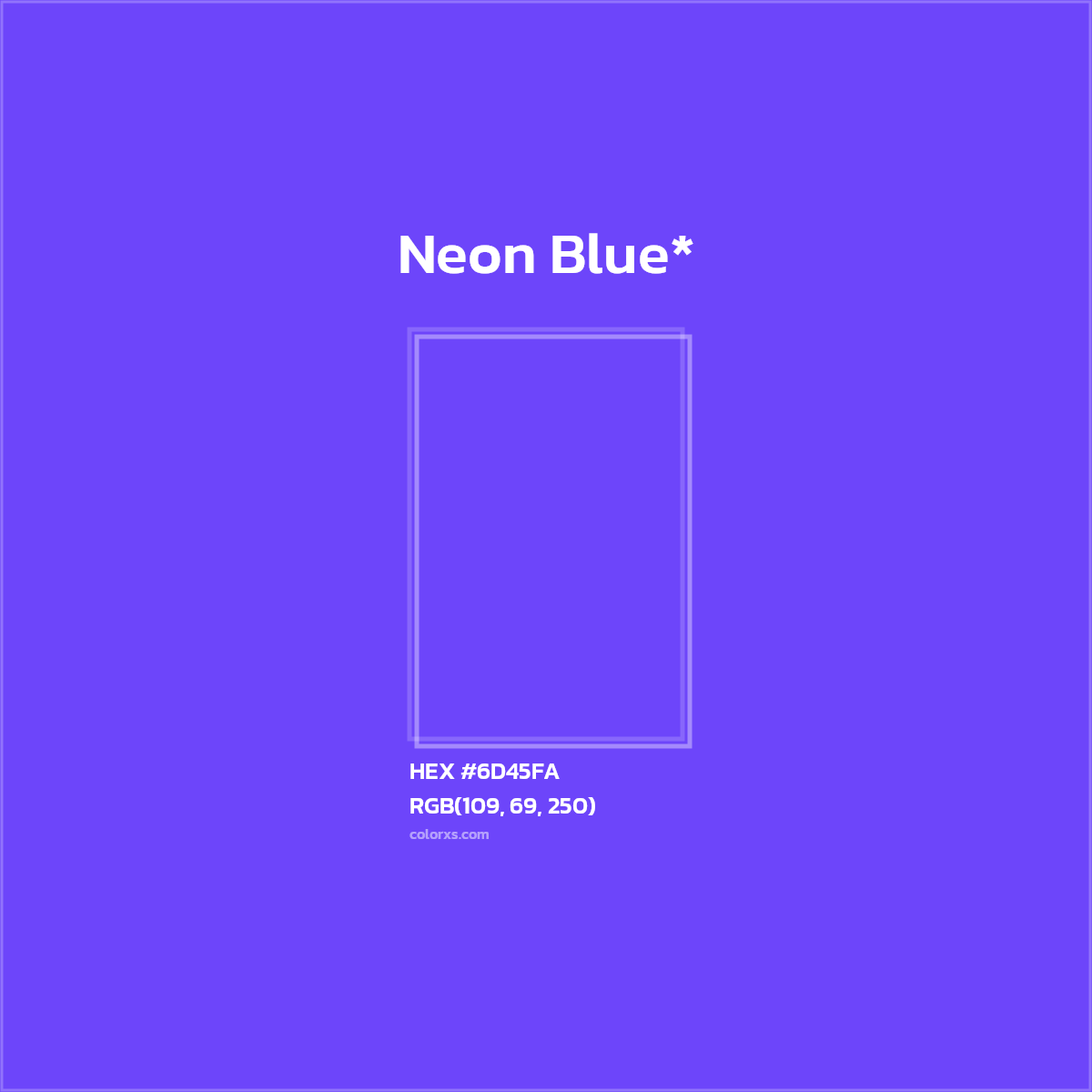 #6D45FA hex color. RGB, RYB, CMYK, HSL, HSV codes and color conversions. Matching color names, palettes, paints.
