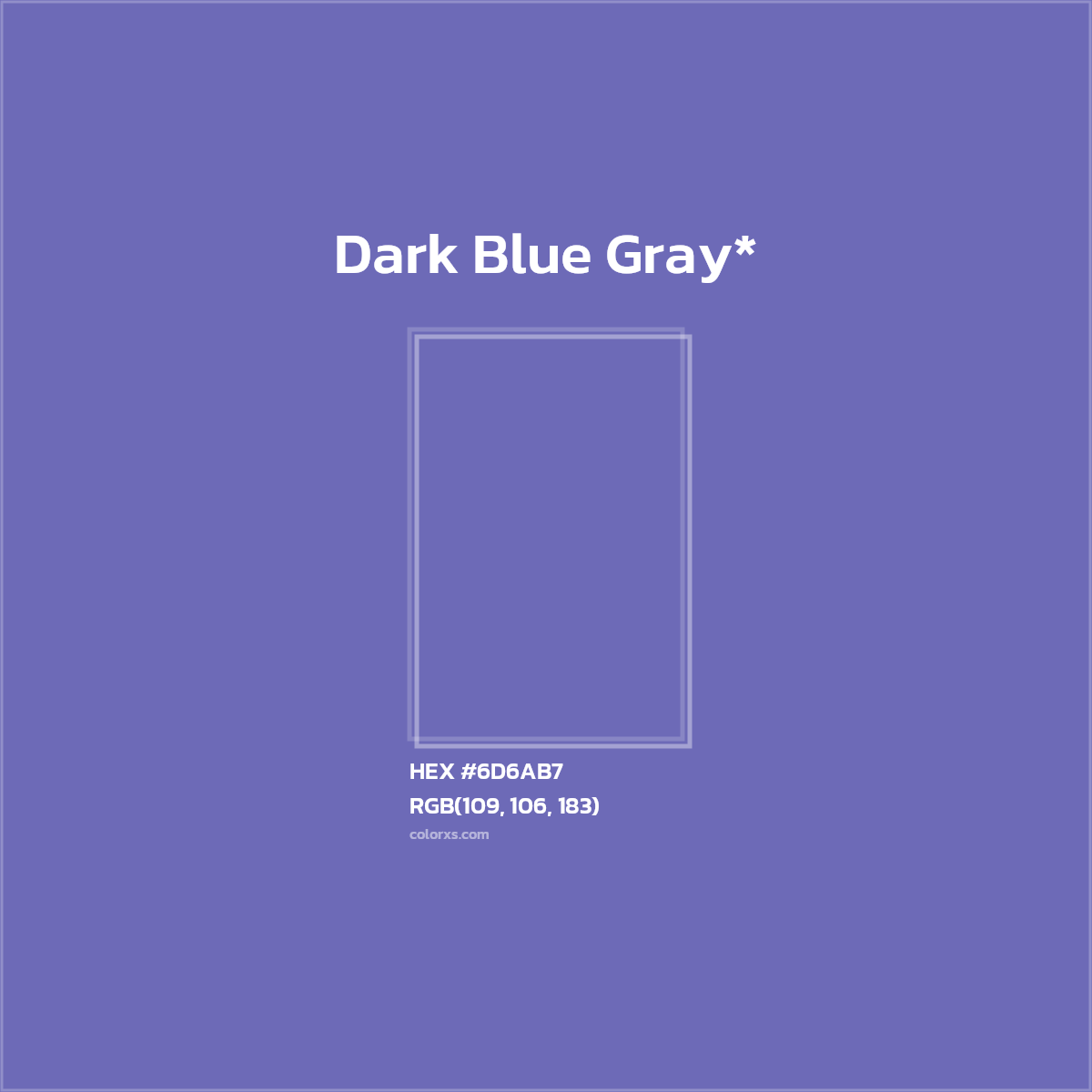 #6D6AB7 hex color. RGB, RYB, CMYK, HSL, HSV codes and color conversions. Matching color names, palettes, paints.