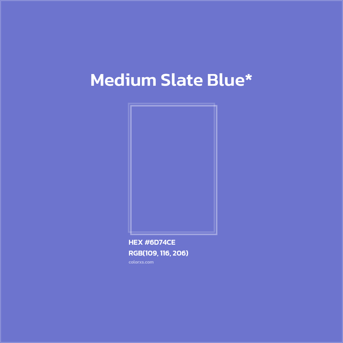 #6D74CE hex color. RGB, RYB, CMYK, HSL, HSV codes and color conversions. Matching color names, palettes, paints.