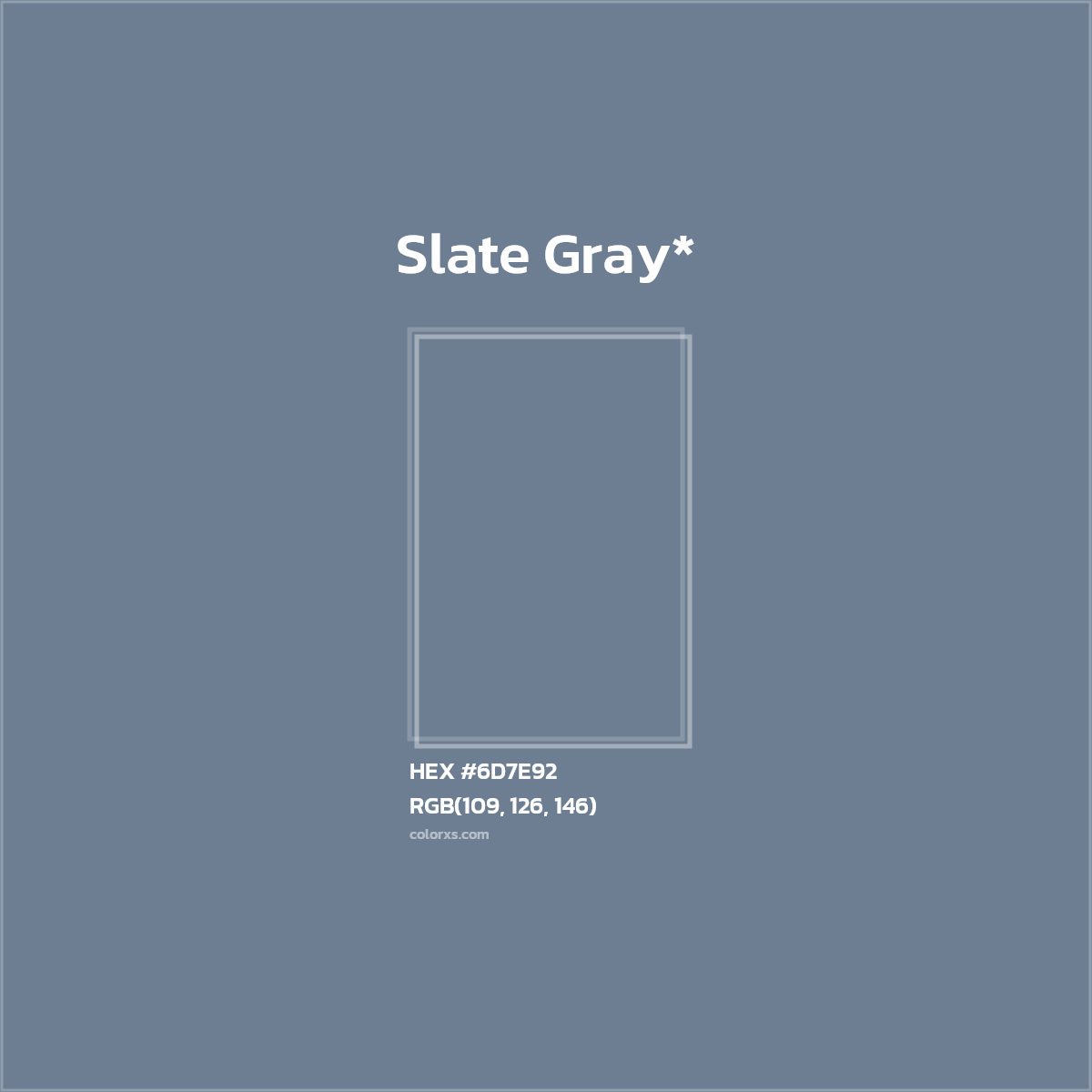 #6D7E92 hex color. RGB, RYB, CMYK, HSL, HSV codes and color conversions. Matching color names, palettes, paints.