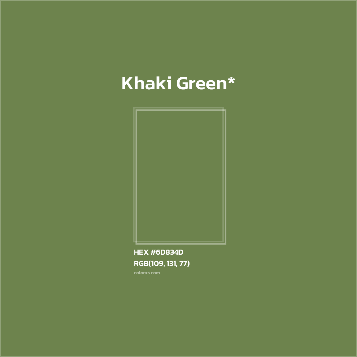 #6D834D hex color. RGB, RYB, CMYK, HSL, HSV codes and color conversions. Matching color names, palettes, paints.