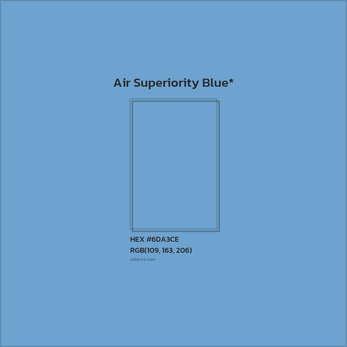 #6DA3CE hex color. RGB, RYB, CMYK, HSL, HSV codes and color conversions. Matching color names, palettes, paints.