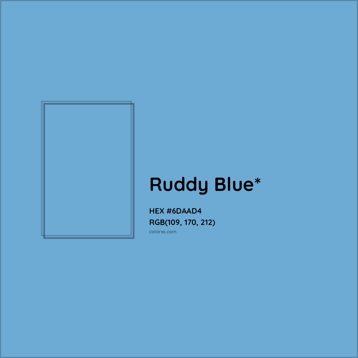 #6DAAD4 hex color. RGB, RYB, CMYK, HSL, HSV codes and color conversions. Matching color names, palettes, paints.