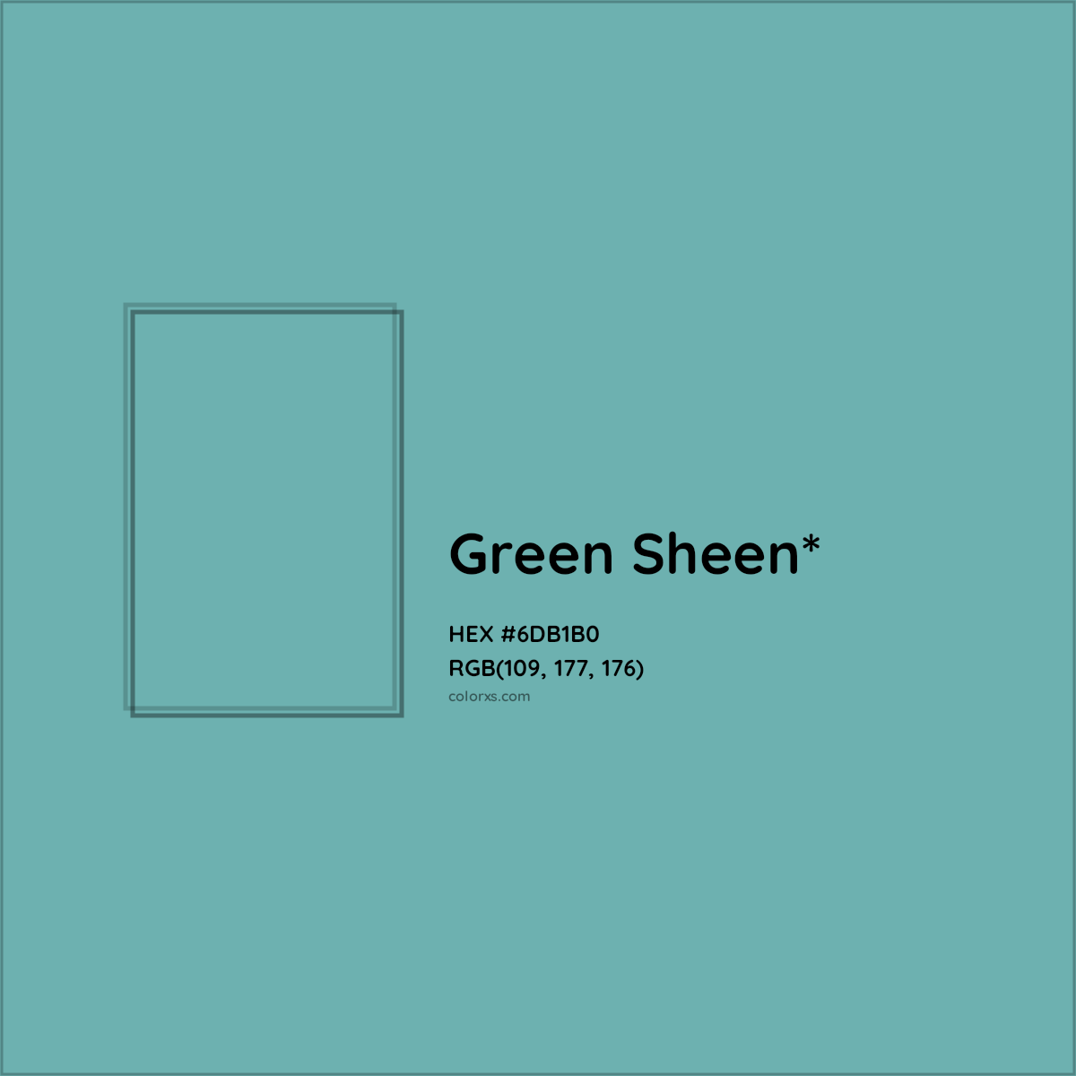 #6DB1B0 hex color. RGB, RYB, CMYK, HSL, HSV codes and color conversions. Matching color names, palettes, paints.
