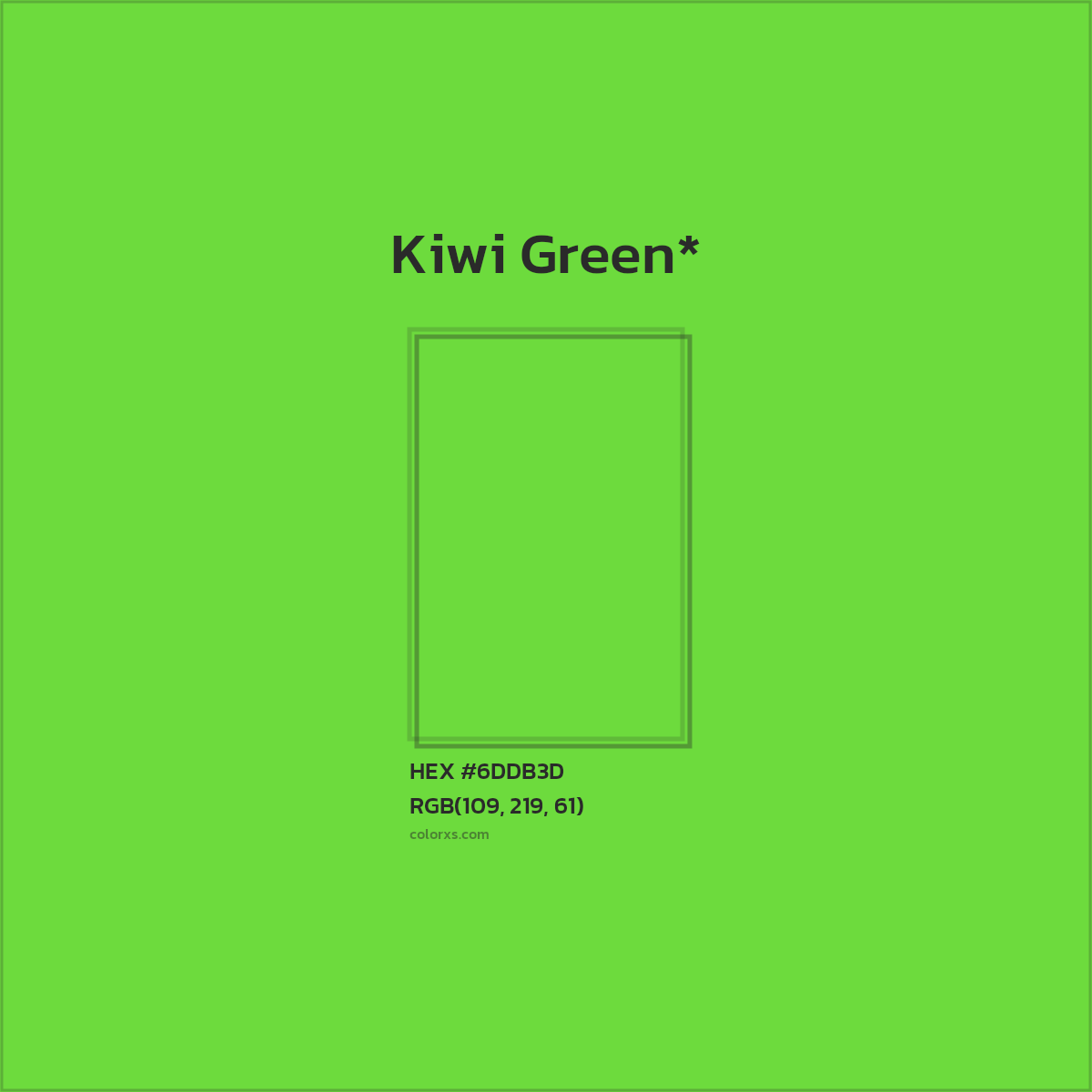#6DDB3D hex color. RGB, RYB, CMYK, HSL, HSV codes and color conversions. Matching color names, palettes, paints.
