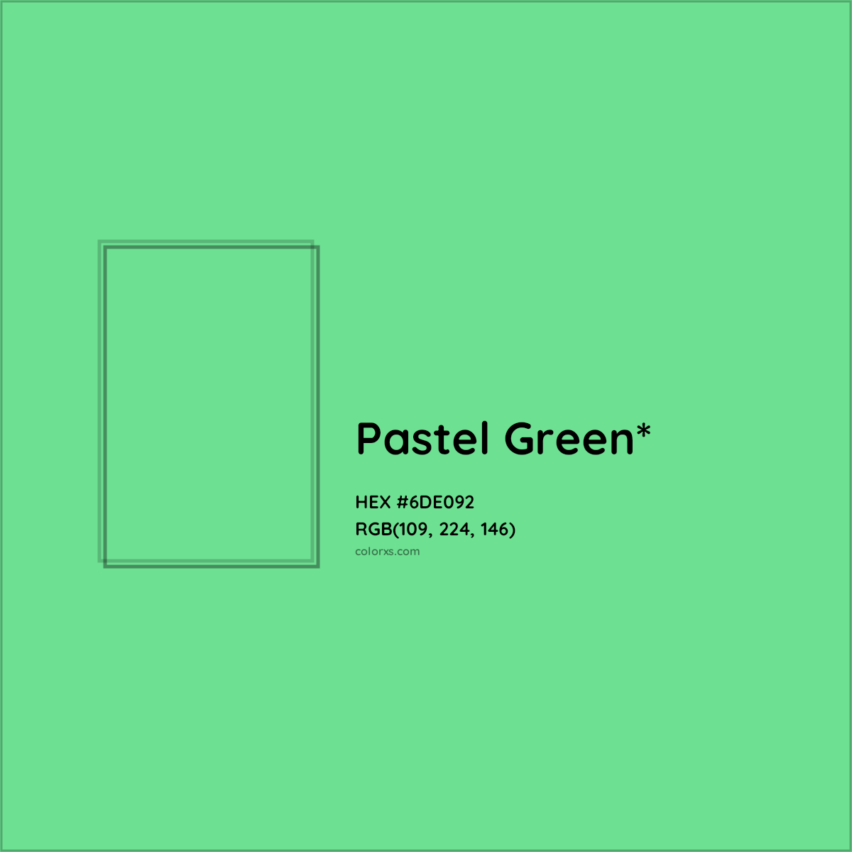 #6DE092 hex color. RGB, RYB, CMYK, HSL, HSV codes and color conversions. Matching color names, palettes, paints.