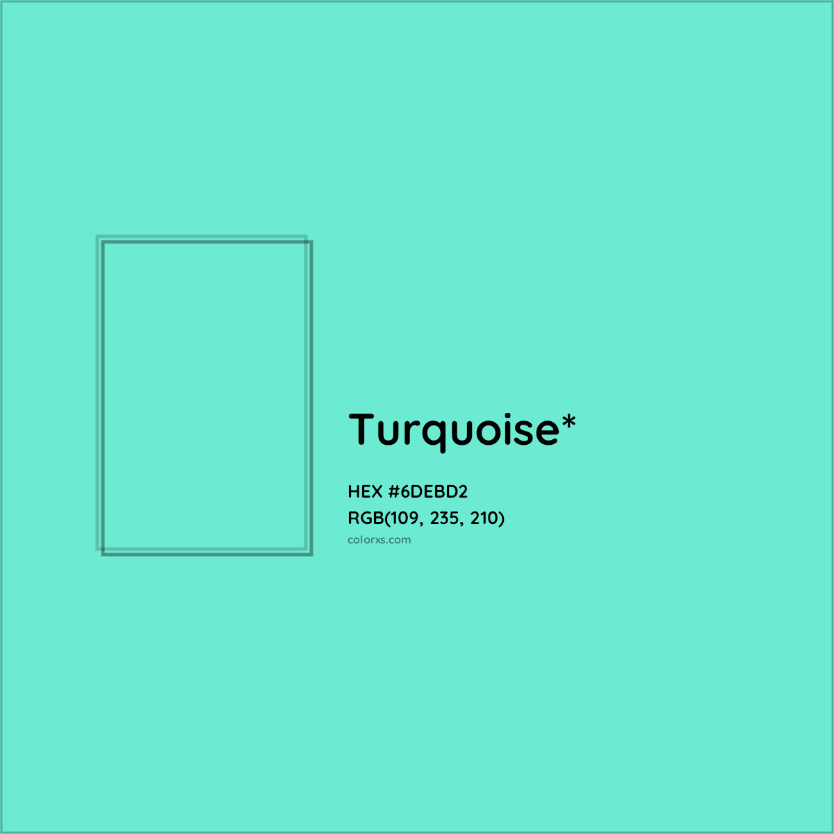 #6DEBD2 hex color. RGB, RYB, CMYK, HSL, HSV codes and color conversions. Matching color names, palettes, paints.