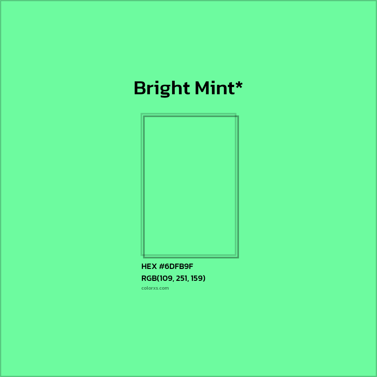 #6DFB9F hex color. RGB, RYB, CMYK, HSL, HSV codes and color conversions. Matching color names, palettes, paints.