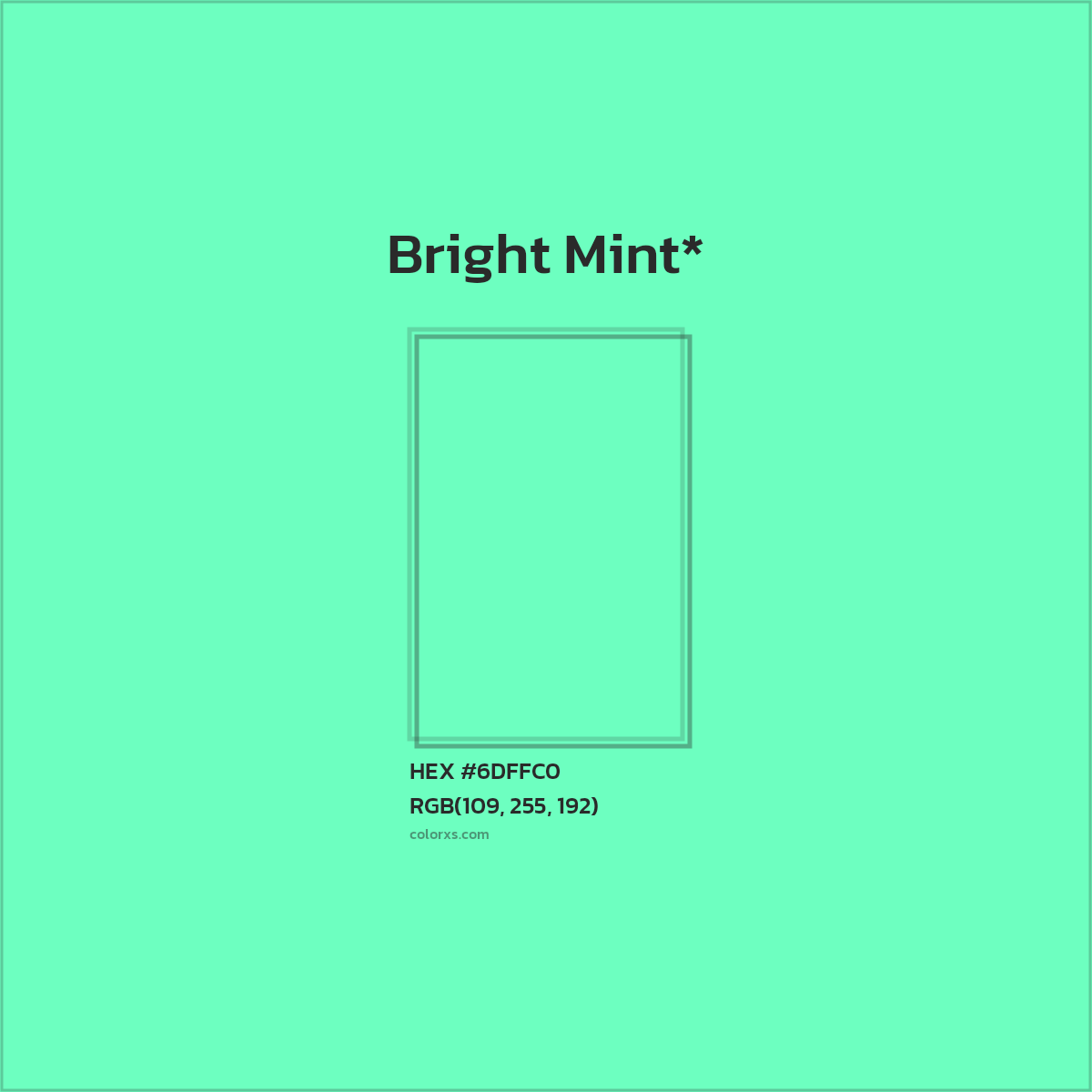 #6DFFC0 hex color. RGB, RYB, CMYK, HSL, HSV codes and color conversions. Matching color names, palettes, paints.