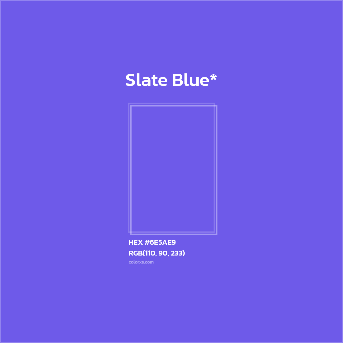 #6E5AE9 hex color. RGB, RYB, CMYK, HSL, HSV codes and color conversions. Matching color names, palettes, paints.