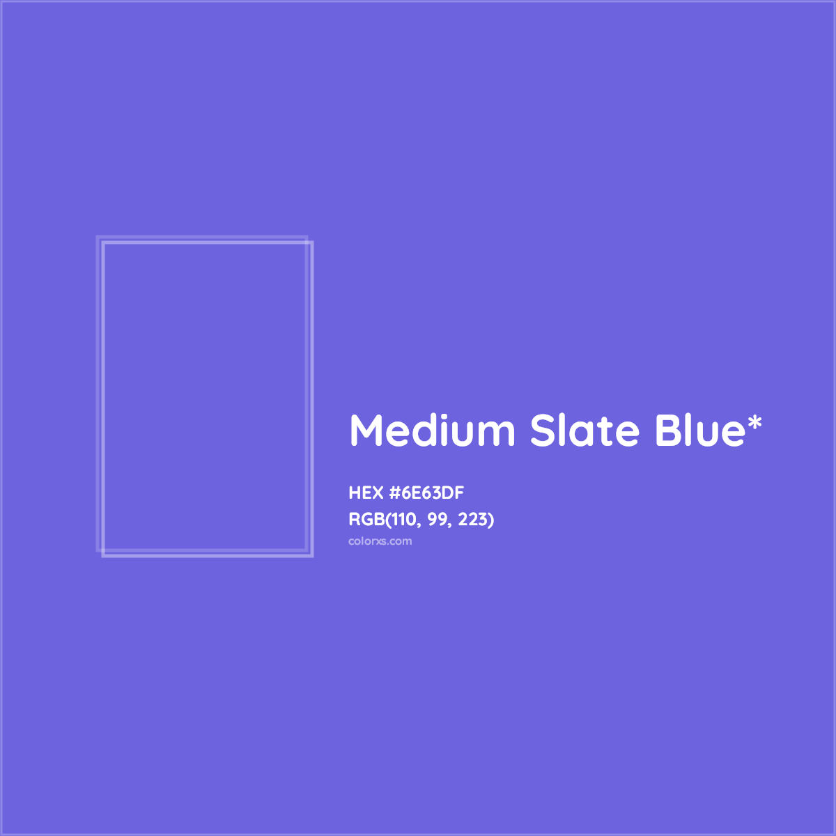 #6E63DF hex color. RGB, RYB, CMYK, HSL, HSV codes and color conversions. Matching color names, palettes, paints.