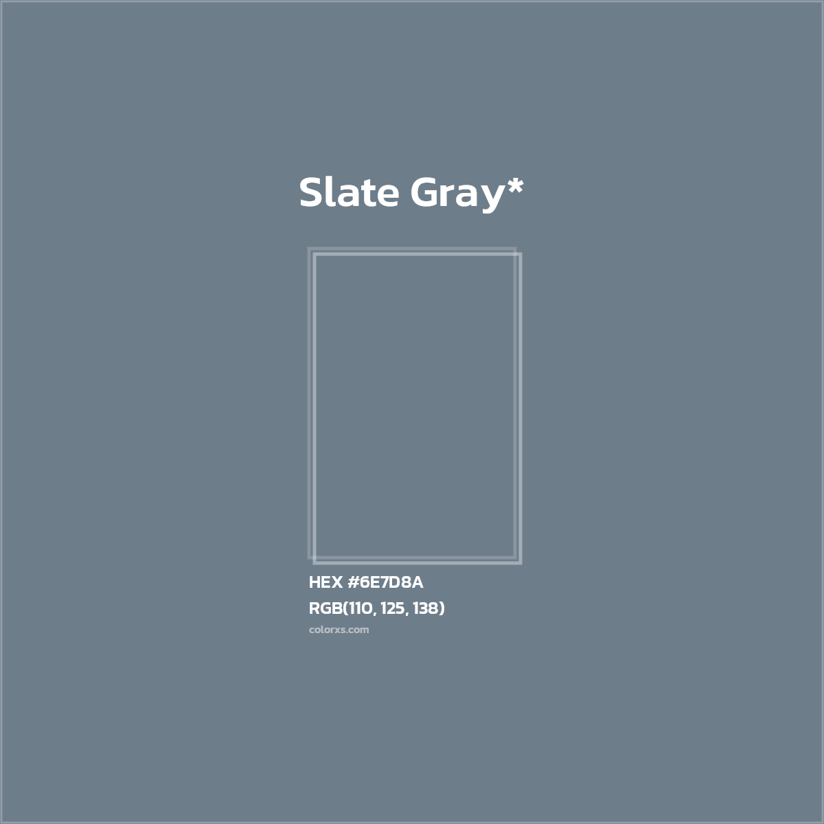 #6E7D8A hex color. RGB, RYB, CMYK, HSL, HSV codes and color conversions. Matching color names, palettes, paints.