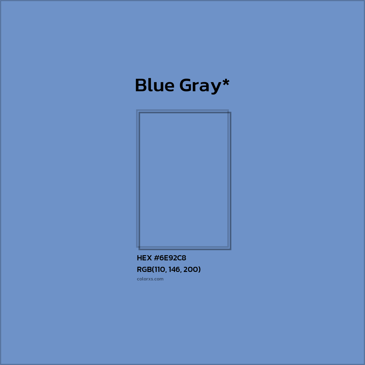 #6E92C8 hex color. RGB, RYB, CMYK, HSL, HSV codes and color conversions. Matching color names, palettes, paints.