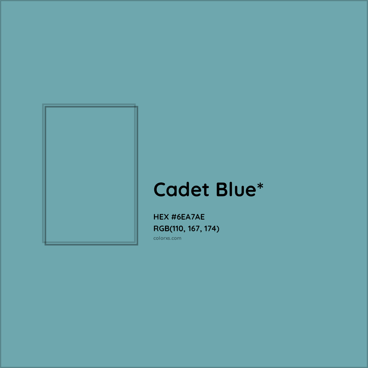 #6EA7AE hex color. RGB, RYB, CMYK, HSL, HSV codes and color conversions. Matching color names, palettes, paints.