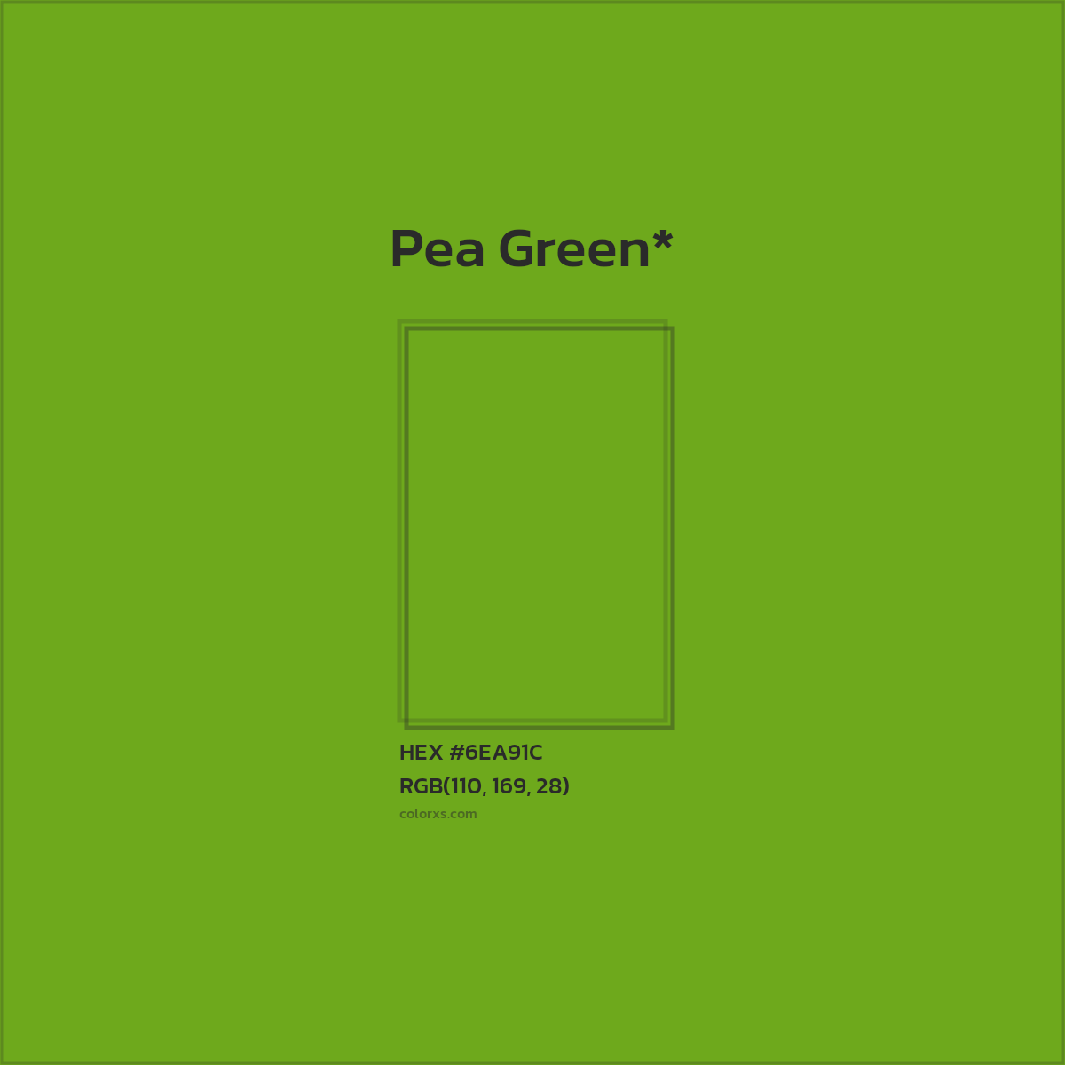 #6EA91C hex color. RGB, RYB, CMYK, HSL, HSV codes and color conversions. Matching color names, palettes, paints.