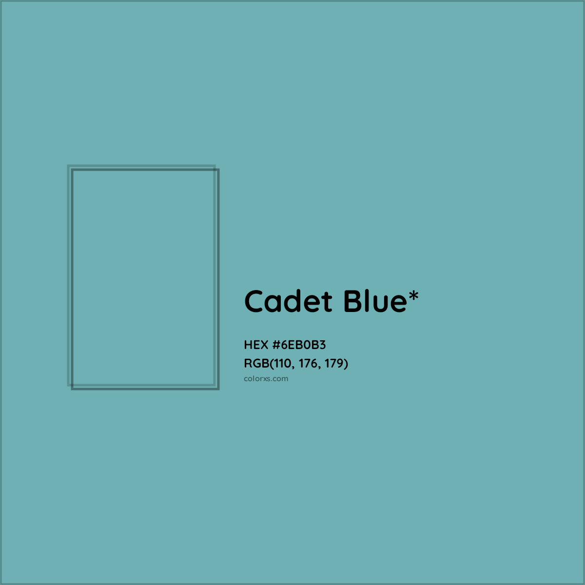 #6EB0B3 hex color. RGB, RYB, CMYK, HSL, HSV codes and color conversions. Matching color names, palettes, paints.