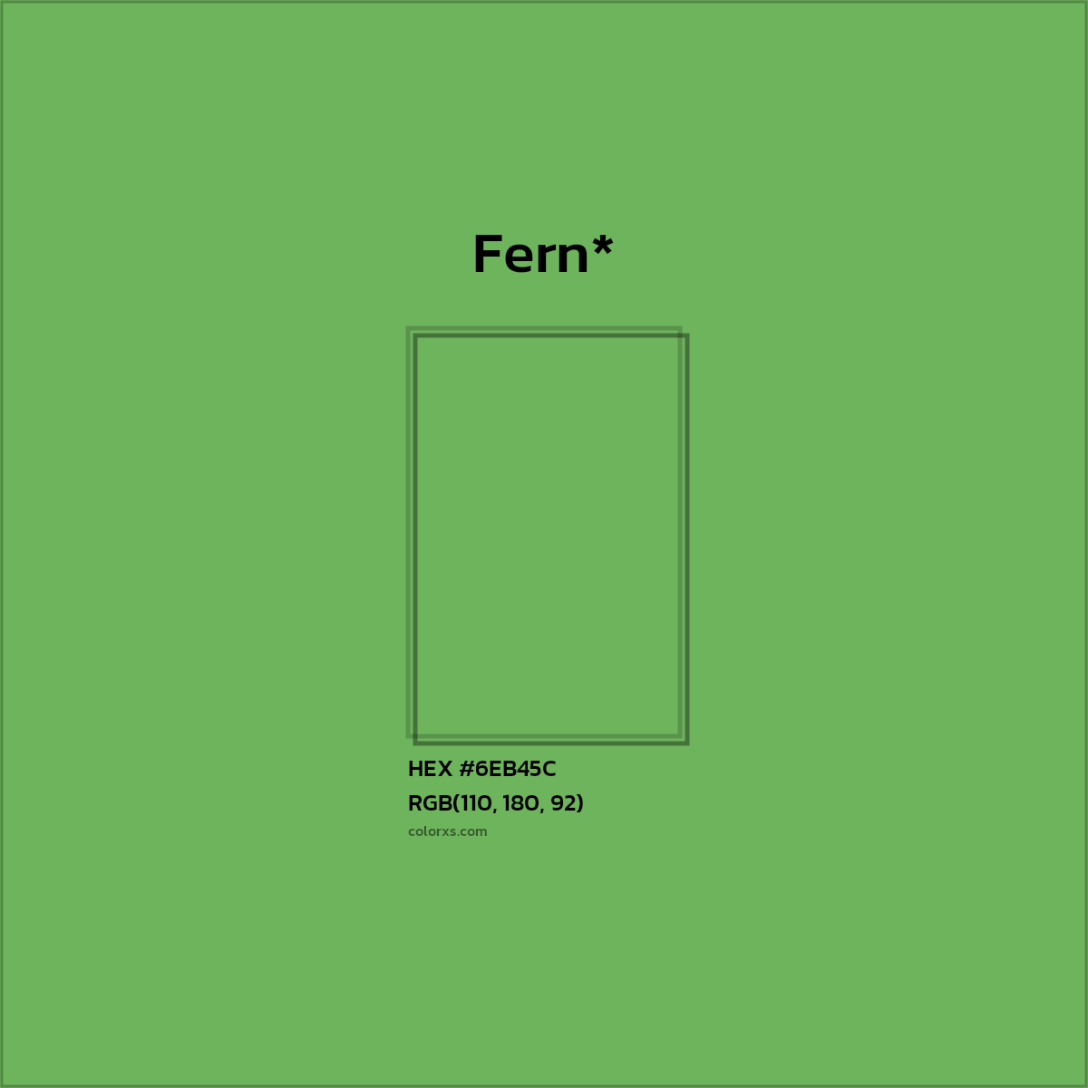 #6EB45C hex color. RGB, RYB, CMYK, HSL, HSV codes and color conversions. Matching color names, palettes, paints.