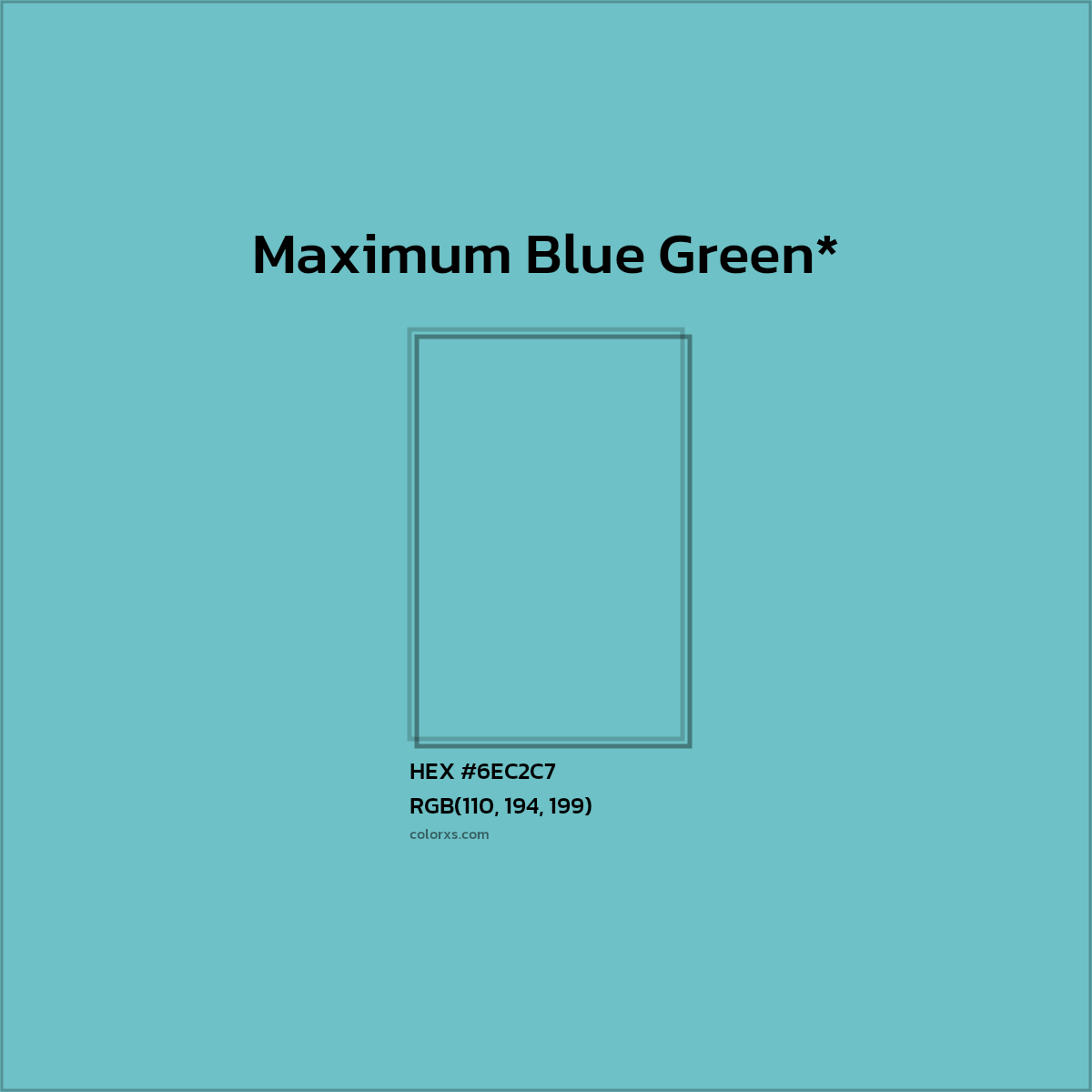 #6EC2C7 hex color. RGB, RYB, CMYK, HSL, HSV codes and color conversions. Matching color names, palettes, paints.