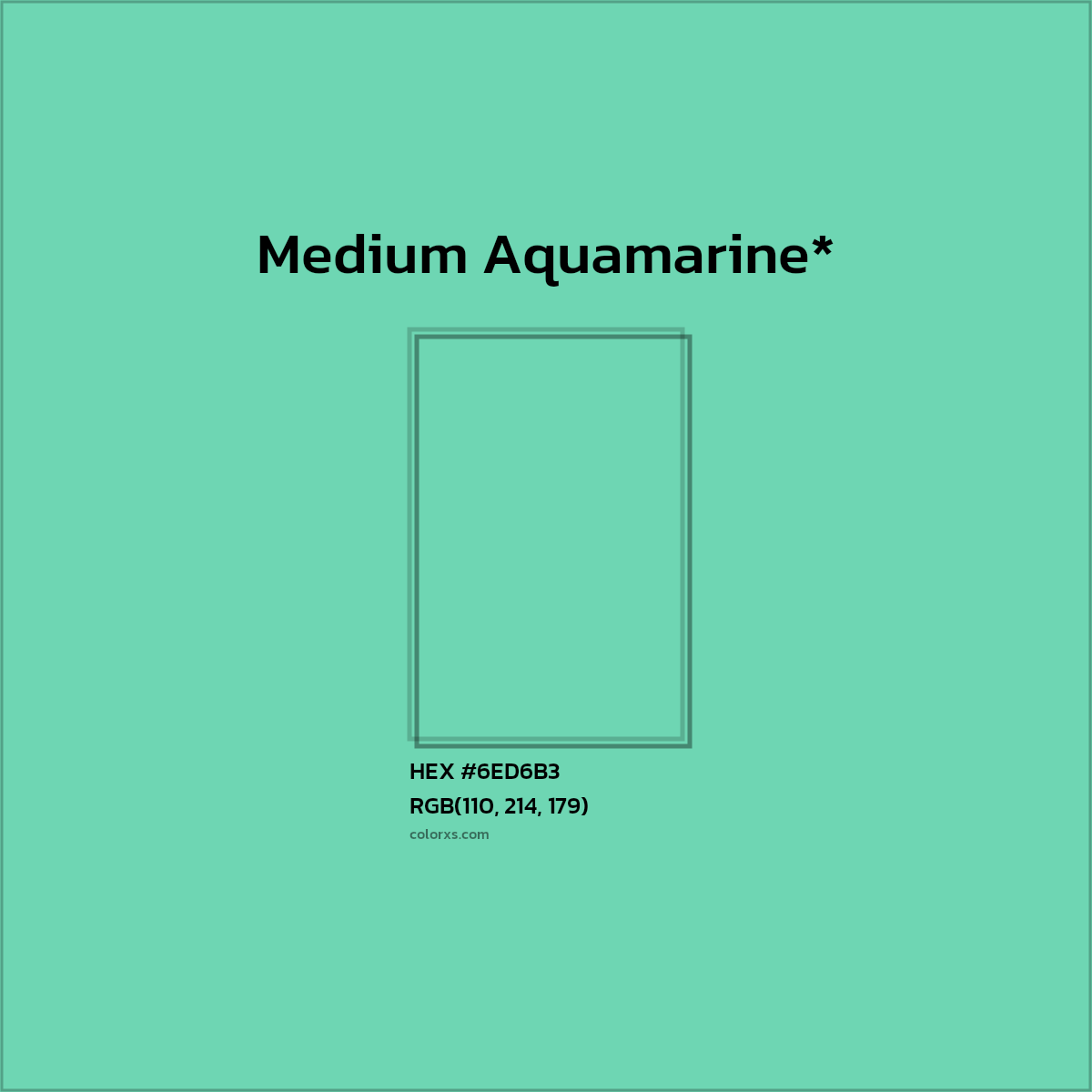 #6ED6B3 hex color. RGB, RYB, CMYK, HSL, HSV codes and color conversions. Matching color names, palettes, paints.