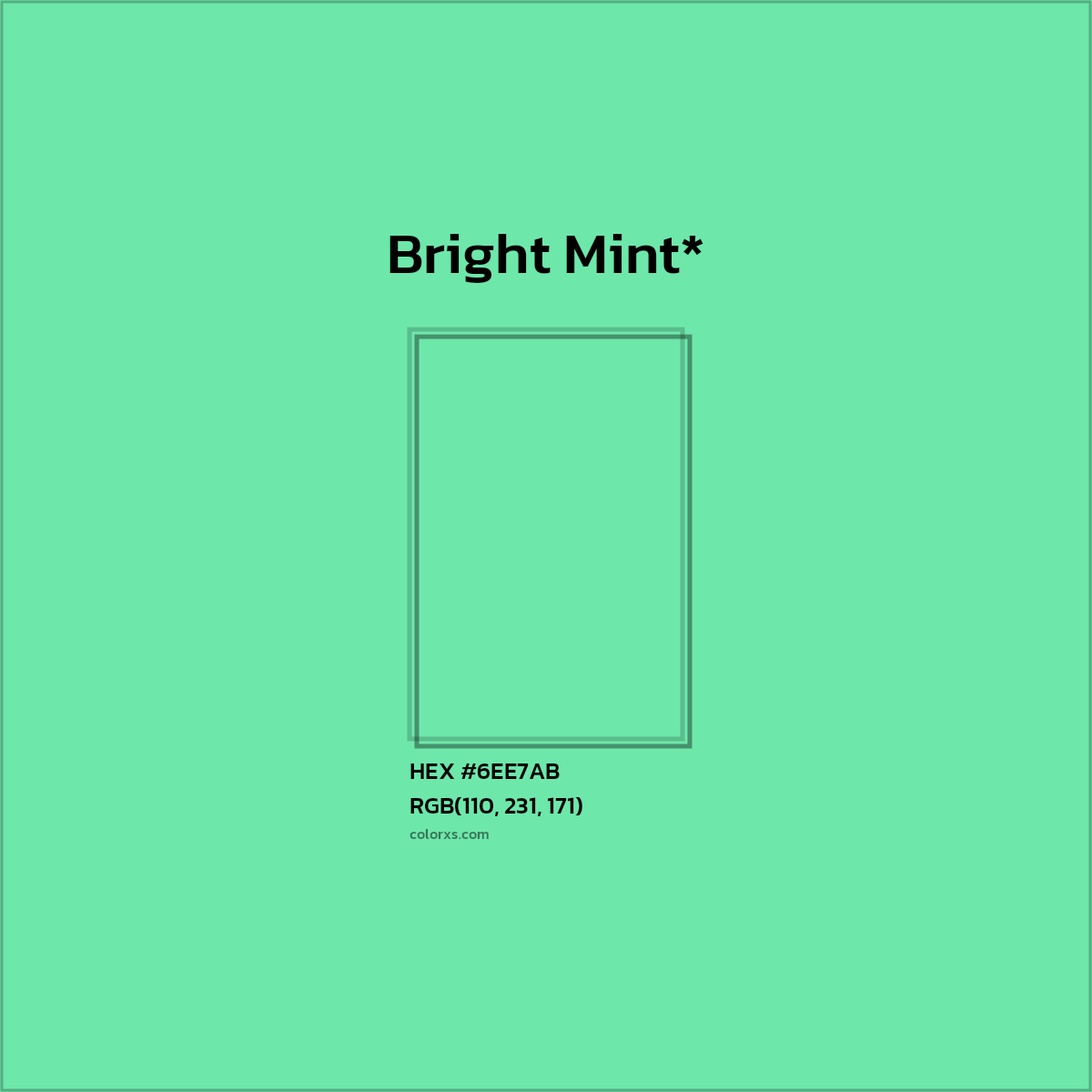 #6EE7AB hex color. RGB, RYB, CMYK, HSL, HSV codes and color conversions. Matching color names, palettes, paints.