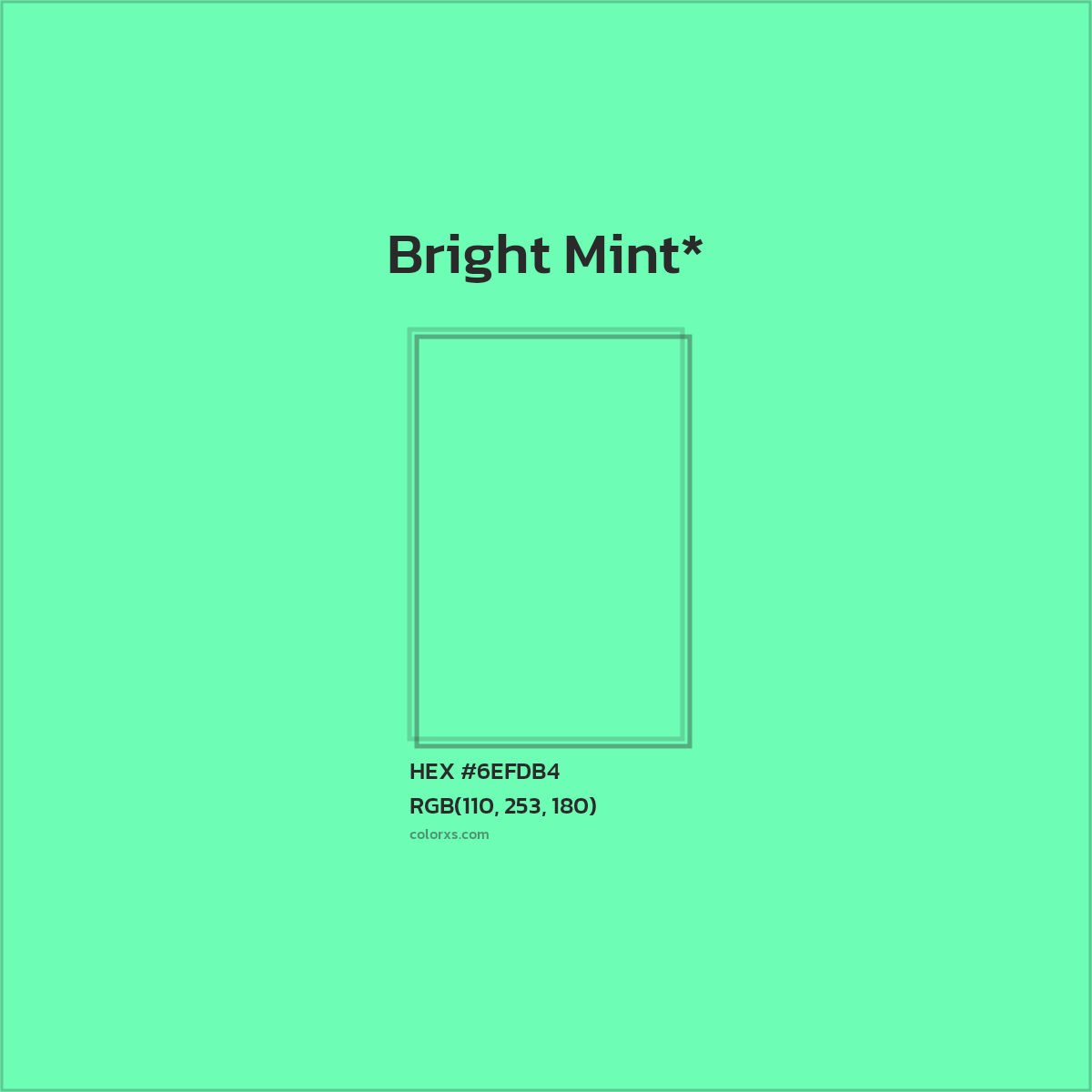 #6EFDB4 hex color. RGB, RYB, CMYK, HSL, HSV codes and color conversions. Matching color names, palettes, paints.
