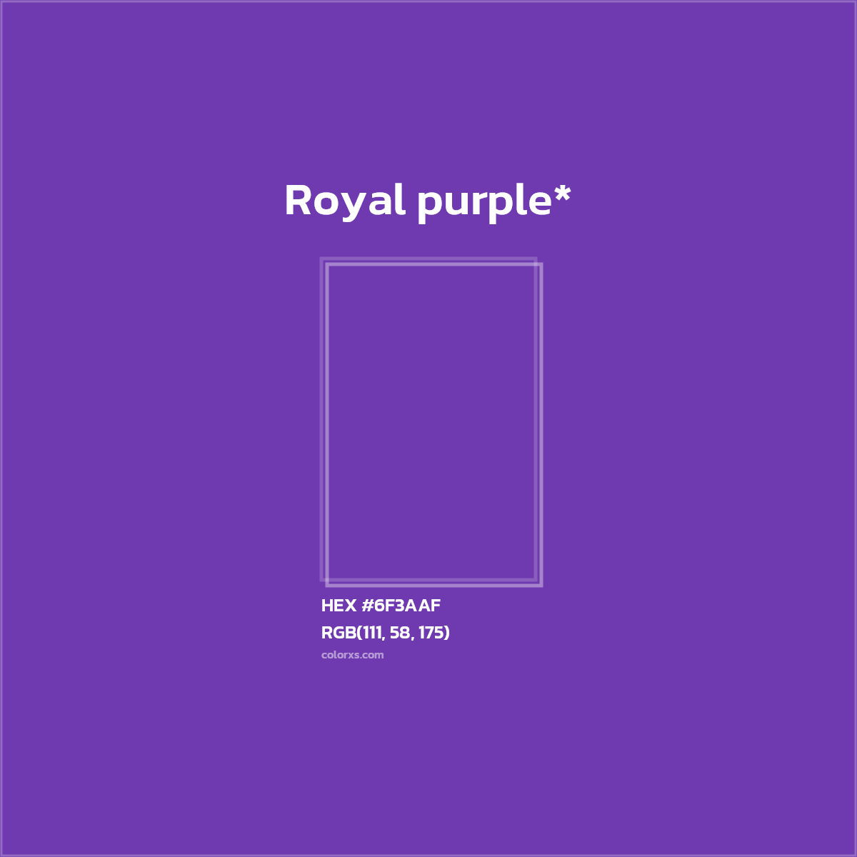 #6F3AAF hex color. RGB, RYB, CMYK, HSL, HSV codes and color conversions. Matching color names, palettes, paints.
