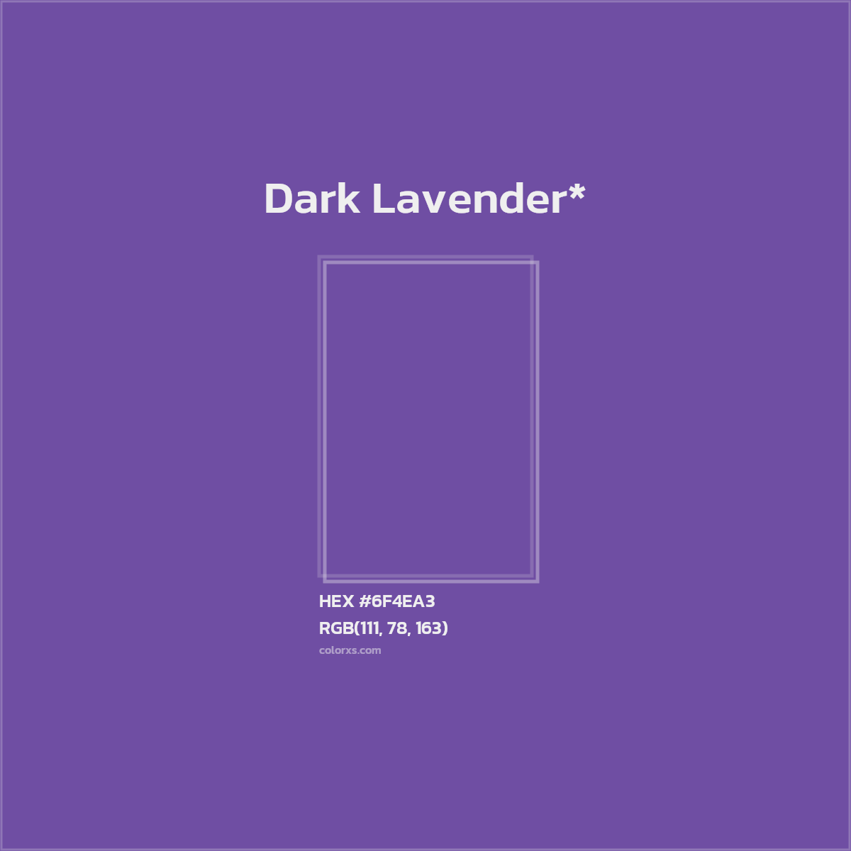 #6F4EA3 hex color. RGB, RYB, CMYK, HSL, HSV codes and color conversions. Matching color names, palettes, paints.