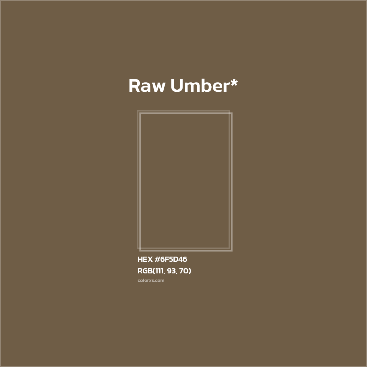 #6F5D46 hex color. RGB, RYB, CMYK, HSL, HSV codes and color conversions. Matching color names, palettes, paints.