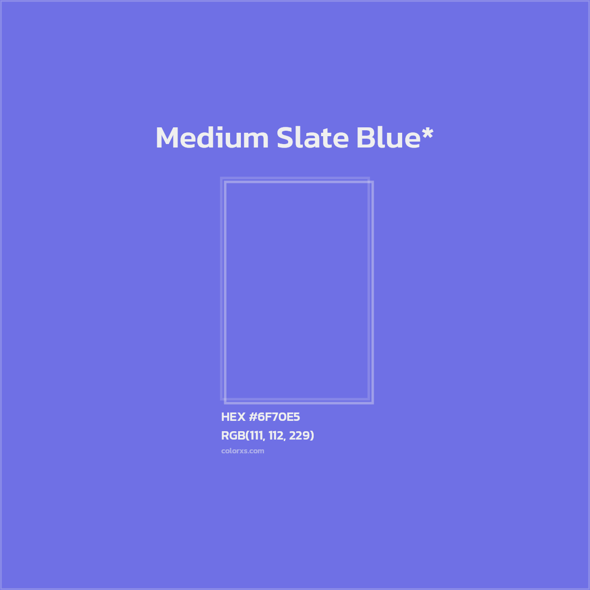 #6F70E5 hex color. RGB, RYB, CMYK, HSL, HSV codes and color conversions. Matching color names, palettes, paints.