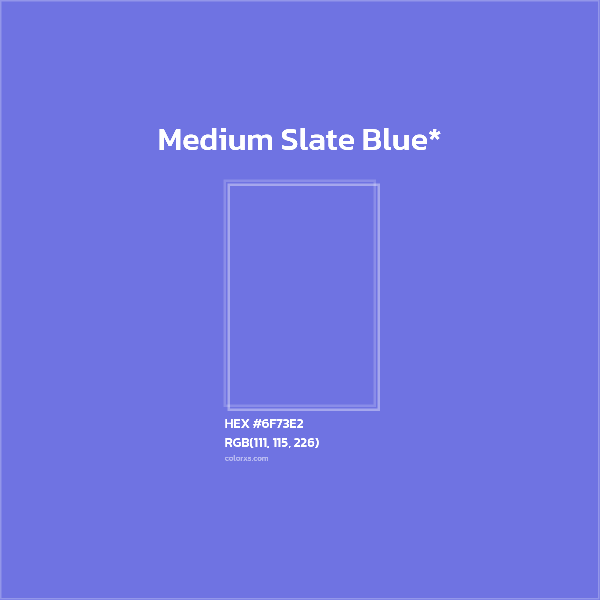 #6F73E2 hex color. RGB, RYB, CMYK, HSL, HSV codes and color conversions. Matching color names, palettes, paints.