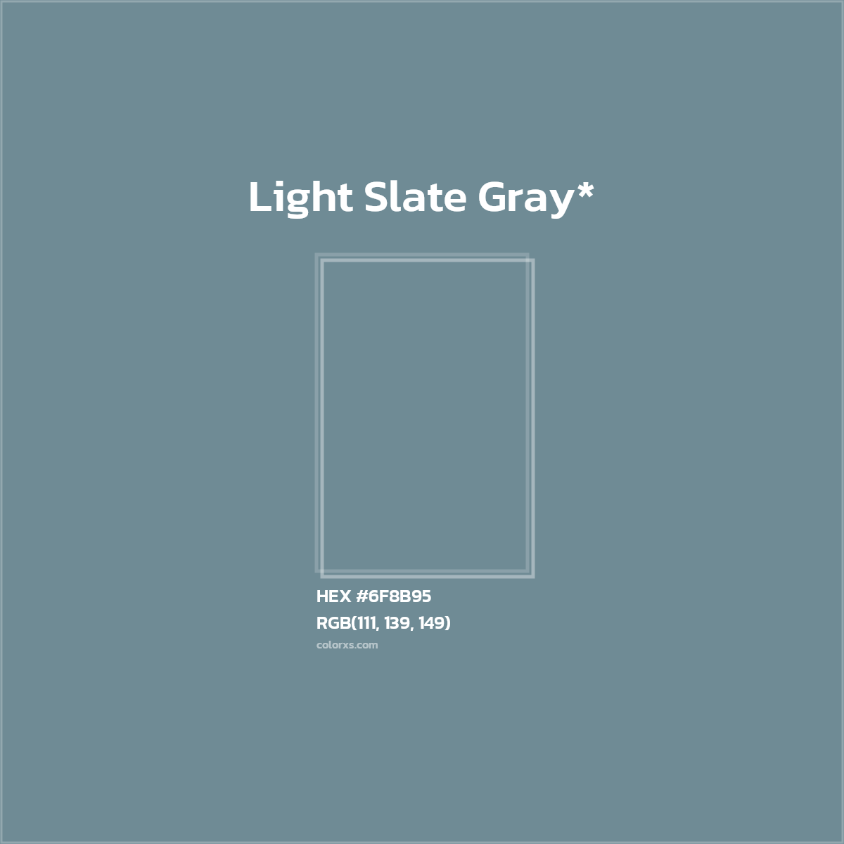 #6F8B95 hex color. RGB, RYB, CMYK, HSL, HSV codes and color conversions. Matching color names, palettes, paints.