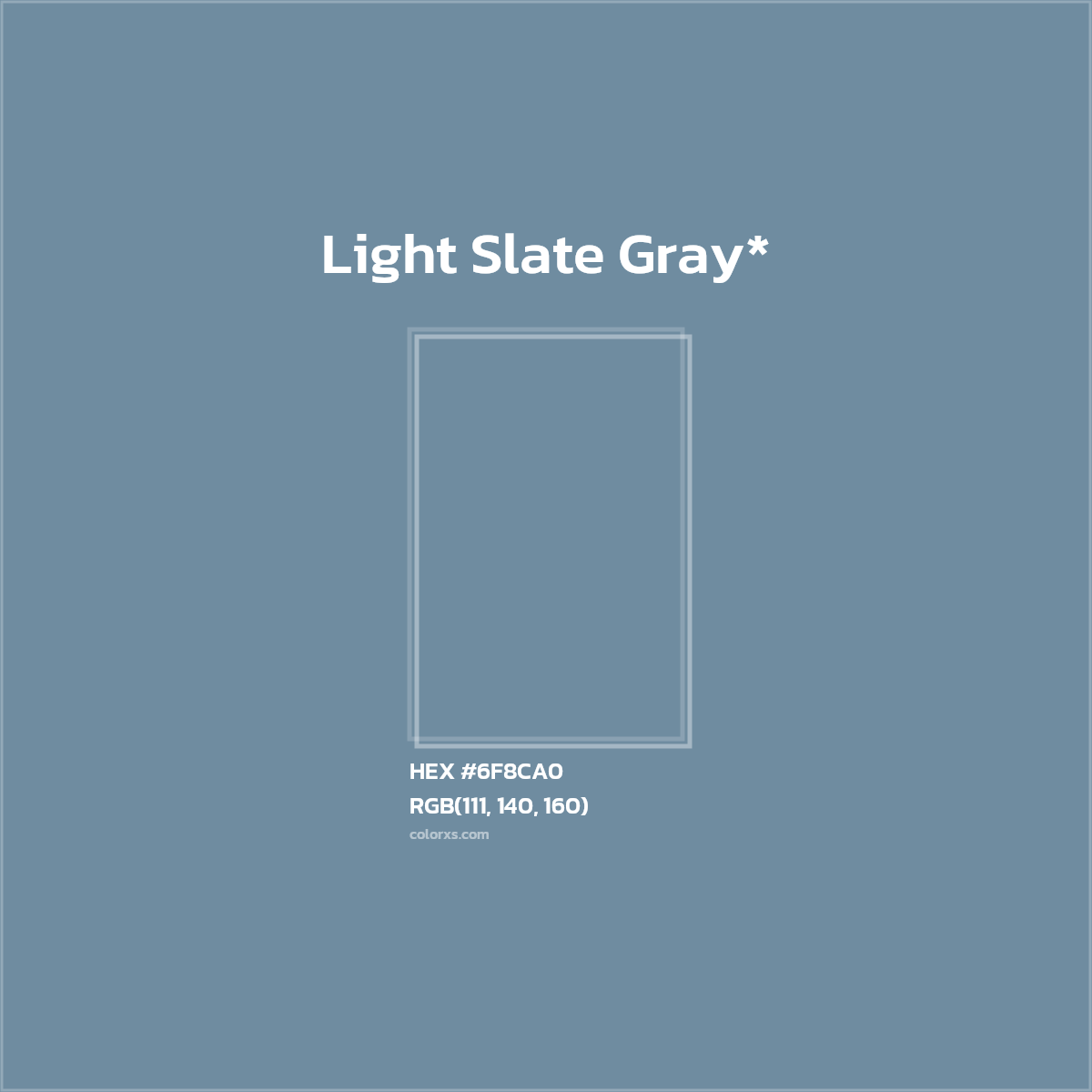 #6F8CA0 hex color. RGB, RYB, CMYK, HSL, HSV codes and color conversions. Matching color names, palettes, paints.