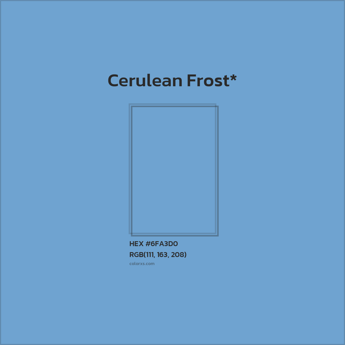 #6FA3D0 hex color. RGB, RYB, CMYK, HSL, HSV codes and color conversions. Matching color names, palettes, paints.