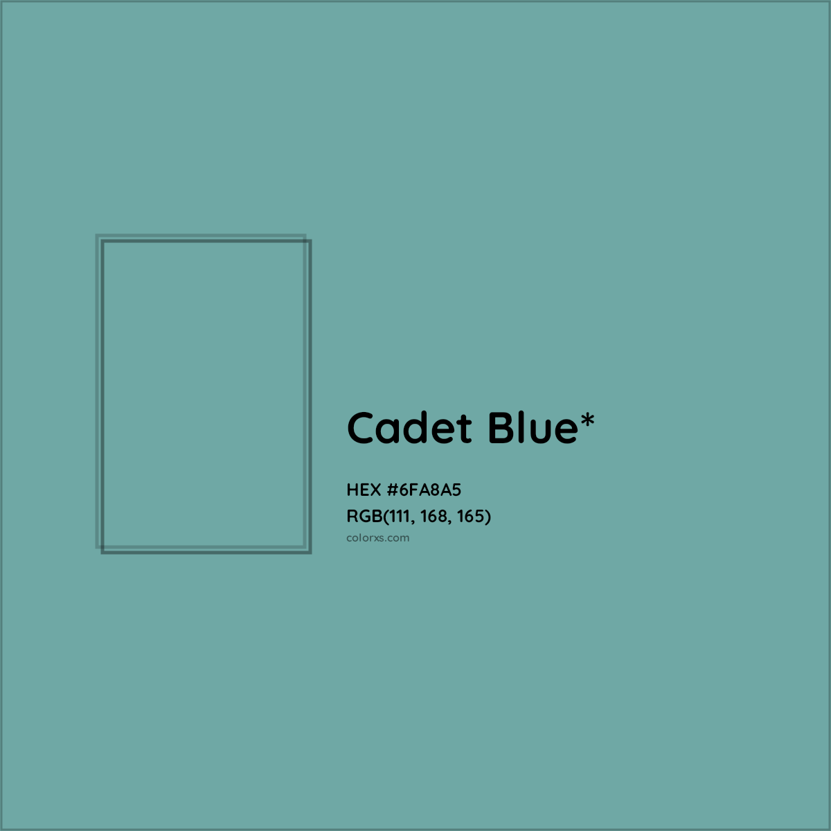 #6FA8A5 hex color. RGB, RYB, CMYK, HSL, HSV codes and color conversions. Matching color names, palettes, paints.