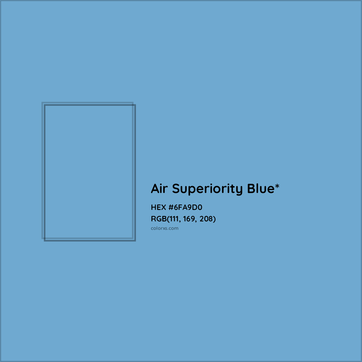 #6FA9D0 hex color. RGB, RYB, CMYK, HSL, HSV codes and color conversions. Matching color names, palettes, paints.