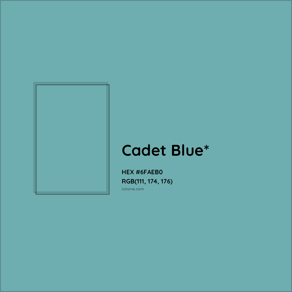 #6FAEB0 hex color. RGB, RYB, CMYK, HSL, HSV codes and color conversions. Matching color names, palettes, paints.