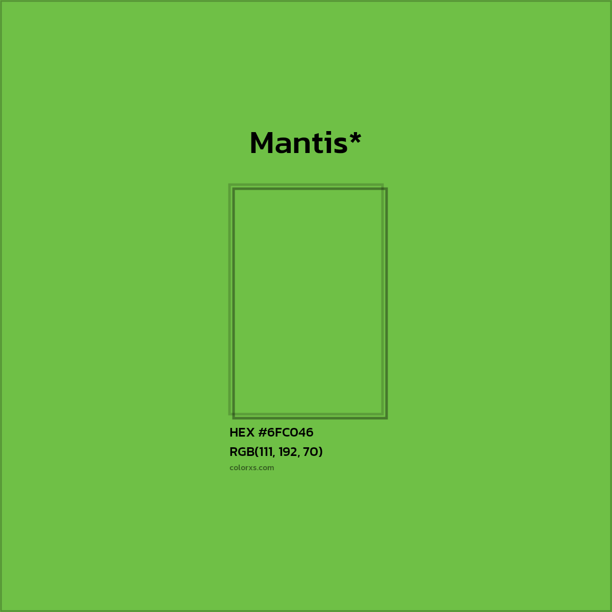 #6FC046 hex color. RGB, RYB, CMYK, HSL, HSV codes and color conversions. Matching color names, palettes, paints.