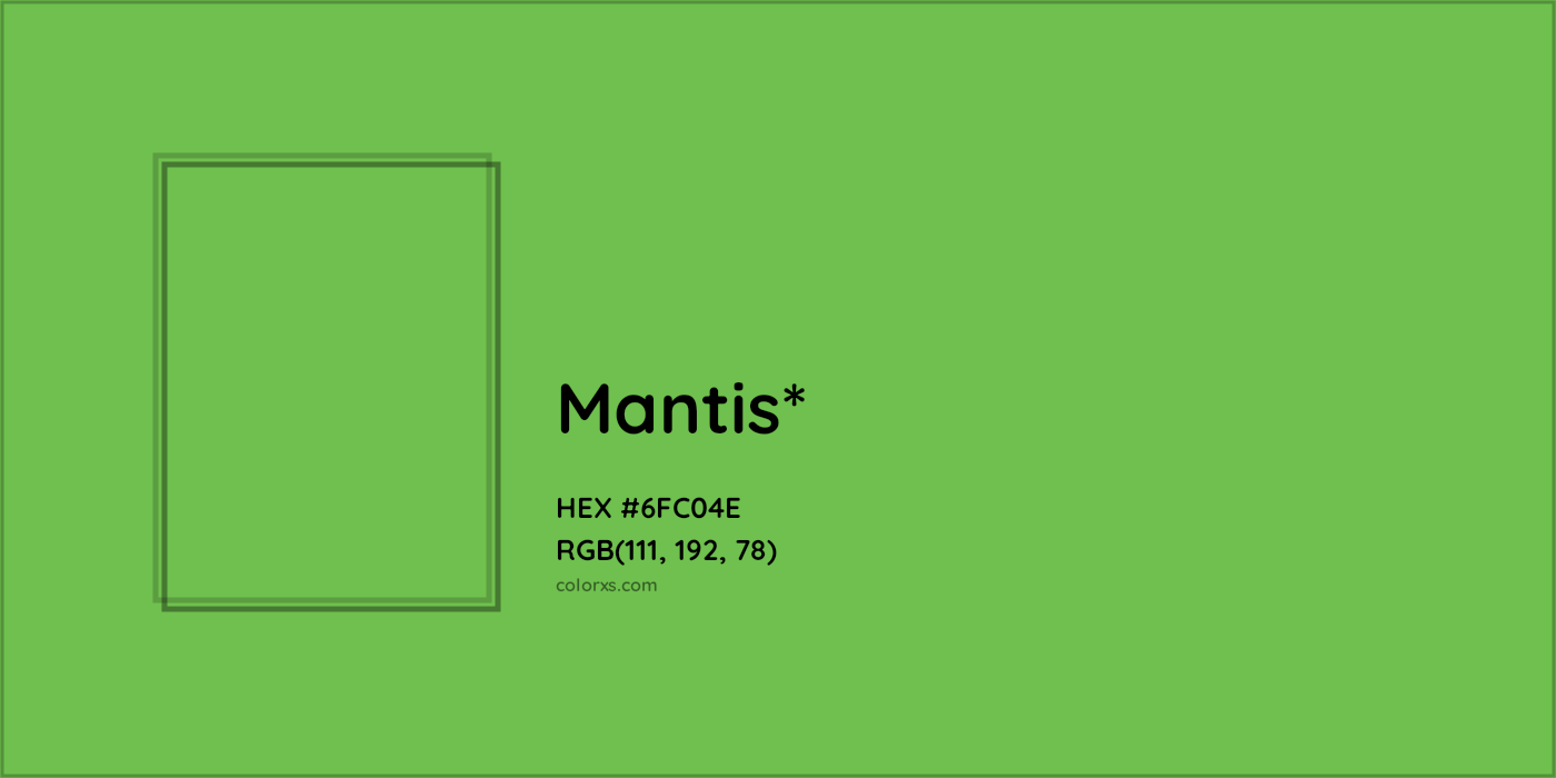 #6FC04E hex color. RGB, RYB, CMYK, HSL, HSV codes and color conversions. Matching color names, palettes, paints.
