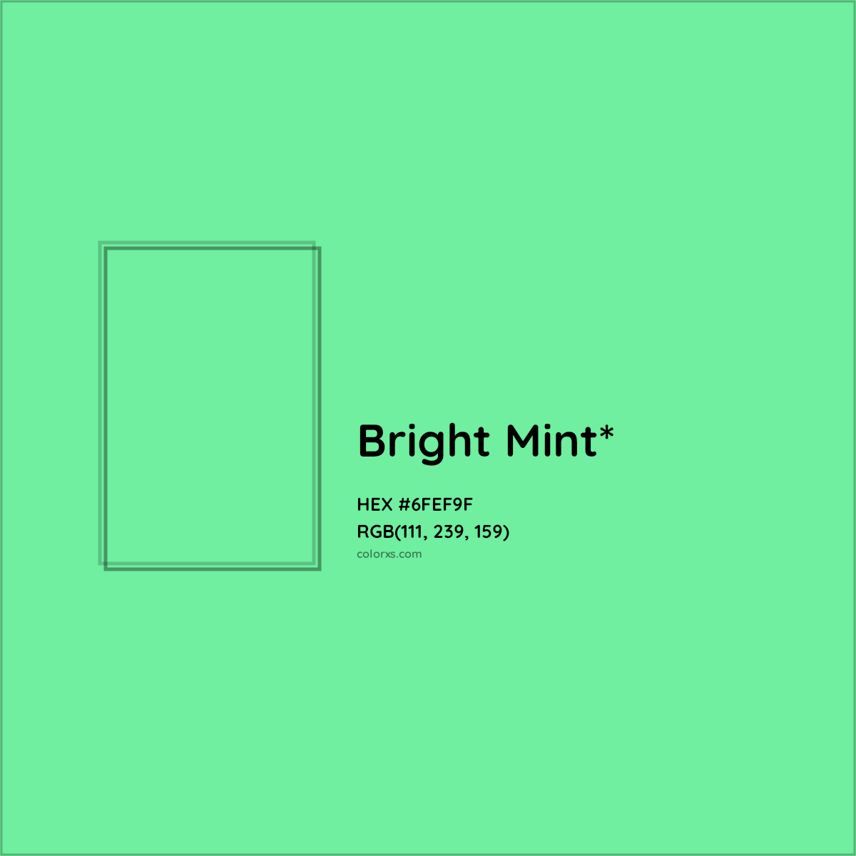 #6FEF9F hex color. RGB, RYB, CMYK, HSL, HSV codes and color conversions. Matching color names, palettes, paints.