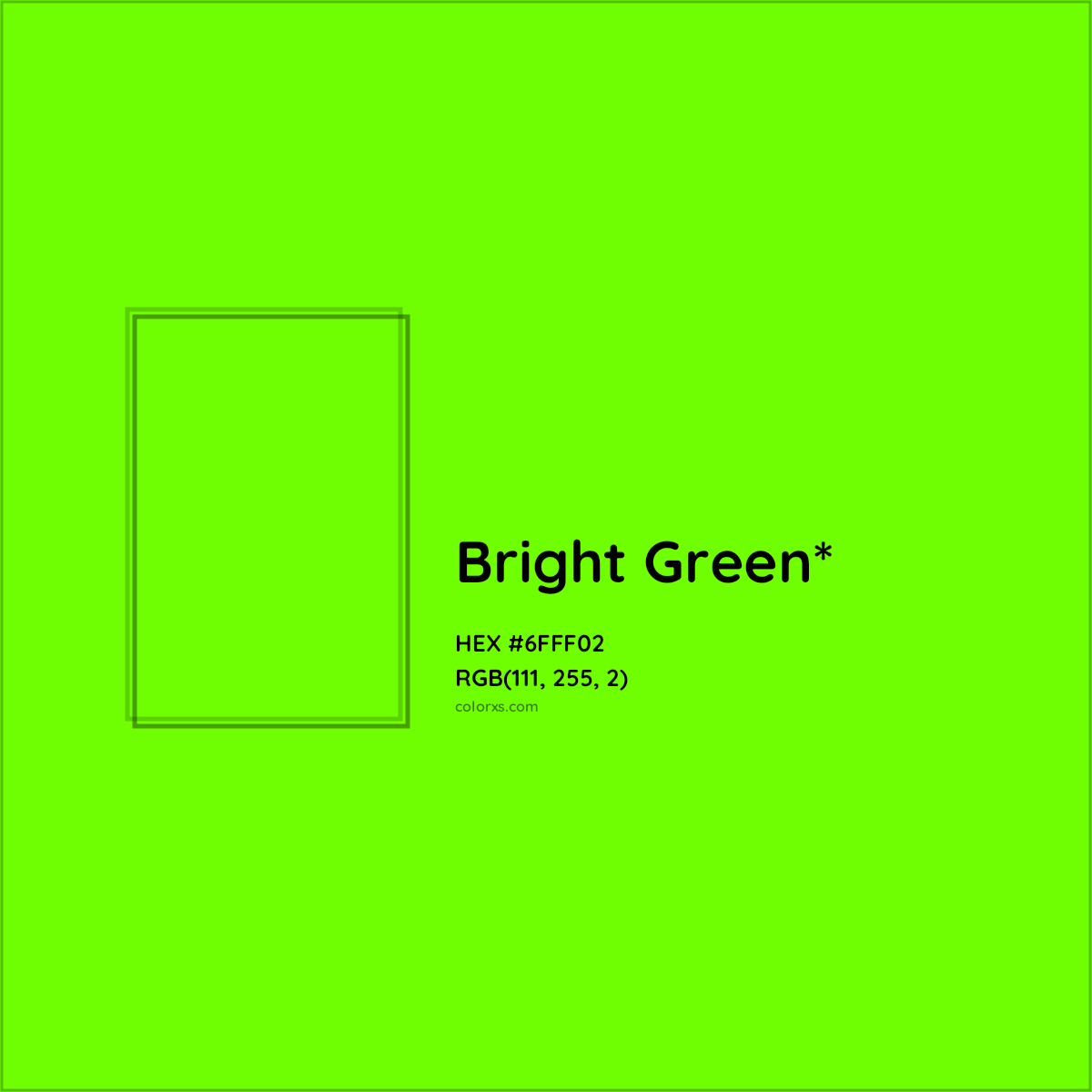 #6FFF02 hex color. RGB, RYB, CMYK, HSL, HSV codes and color conversions. Matching color names, palettes, paints.