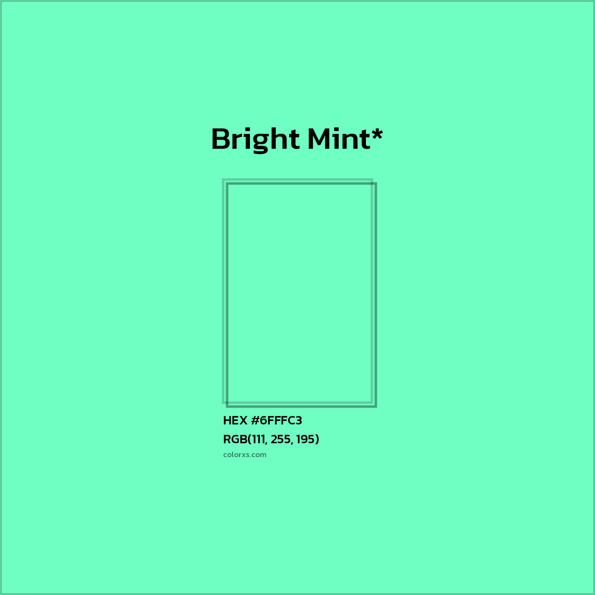 #6FFFC3 hex color. RGB, RYB, CMYK, HSL, HSV codes and color conversions. Matching color names, palettes, paints.
