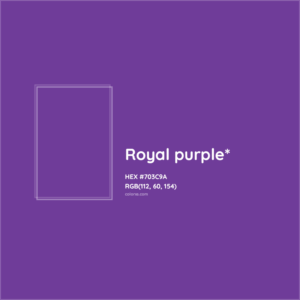 #703C9A hex color. RGB, RYB, CMYK, HSL, HSV codes and color conversions. Matching color names, palettes, paints.