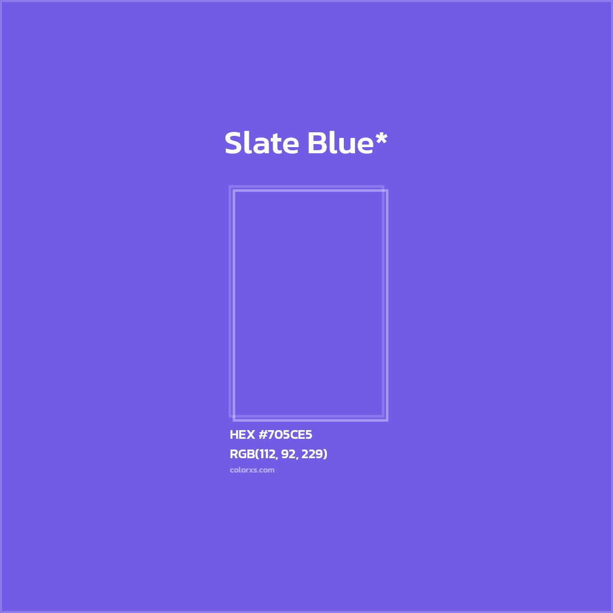 #705CE5 hex color. RGB, RYB, CMYK, HSL, HSV codes and color conversions. Matching color names, palettes, paints.